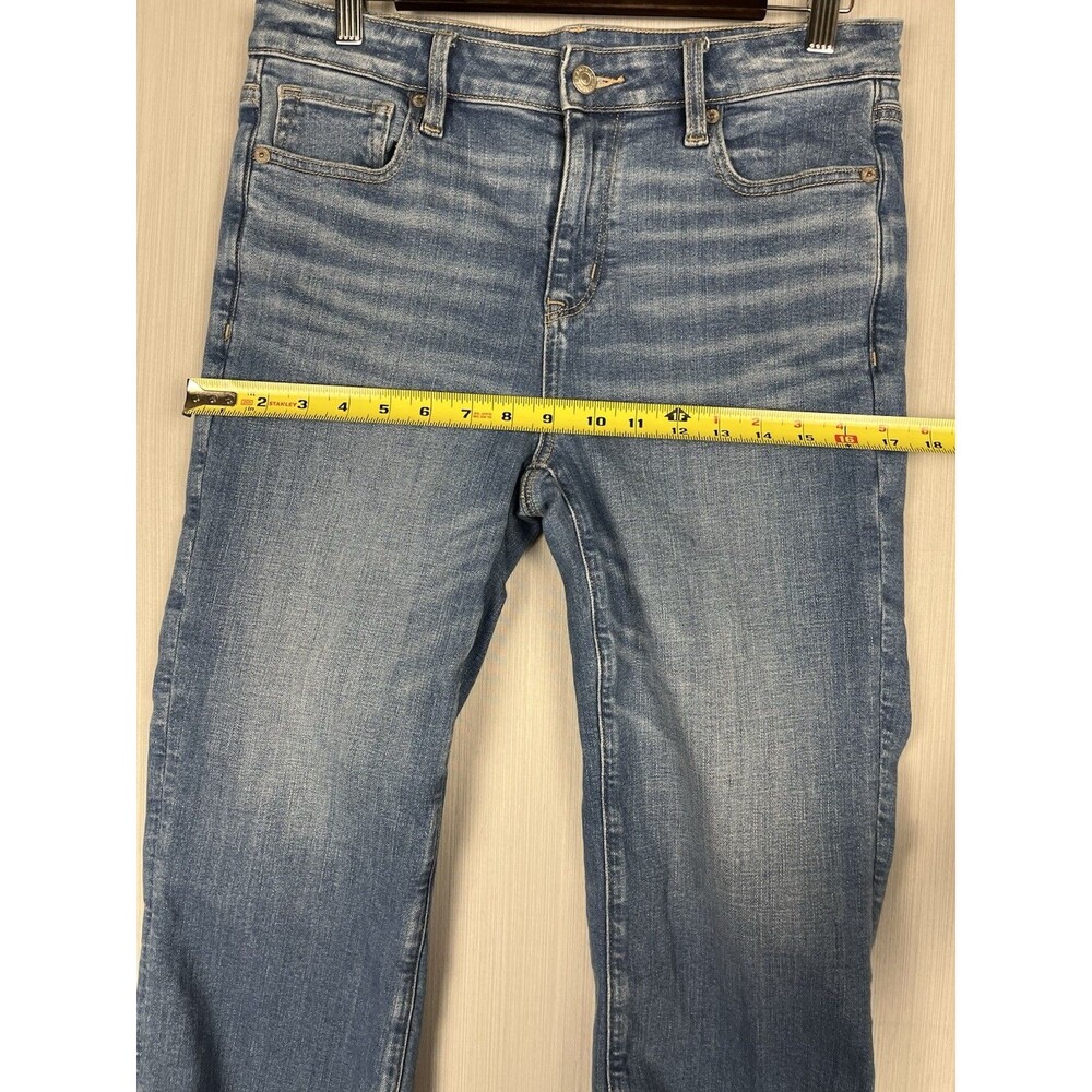 American Eagle Kick Boot Crop Jeans 6 SHORT Stretch Denim Raw Hem - Picture 10 of 13